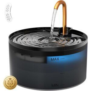 Black 2.1L Automatic Pet Water Fountain with Ultra-Quiet Pump Water Dispenser